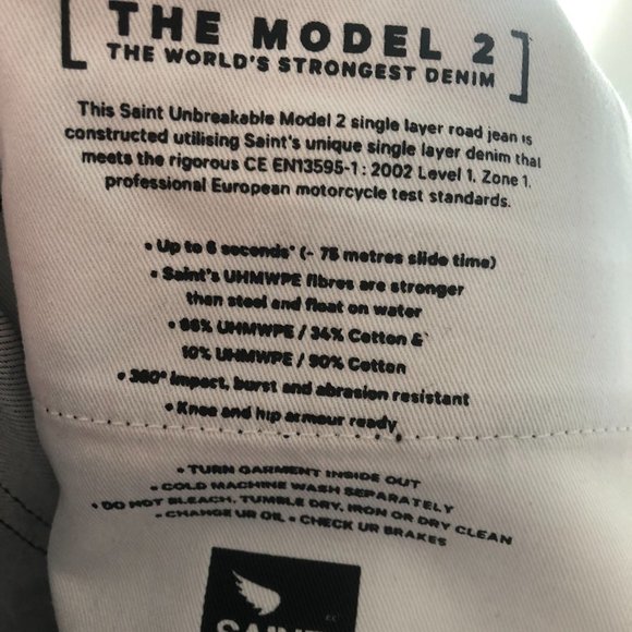 SAINT Unbreakable Model 2 Motorcycle Denim (Size 34) - Picture 4 of 11